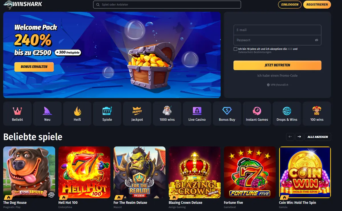 Winshark Lastschrift Casino